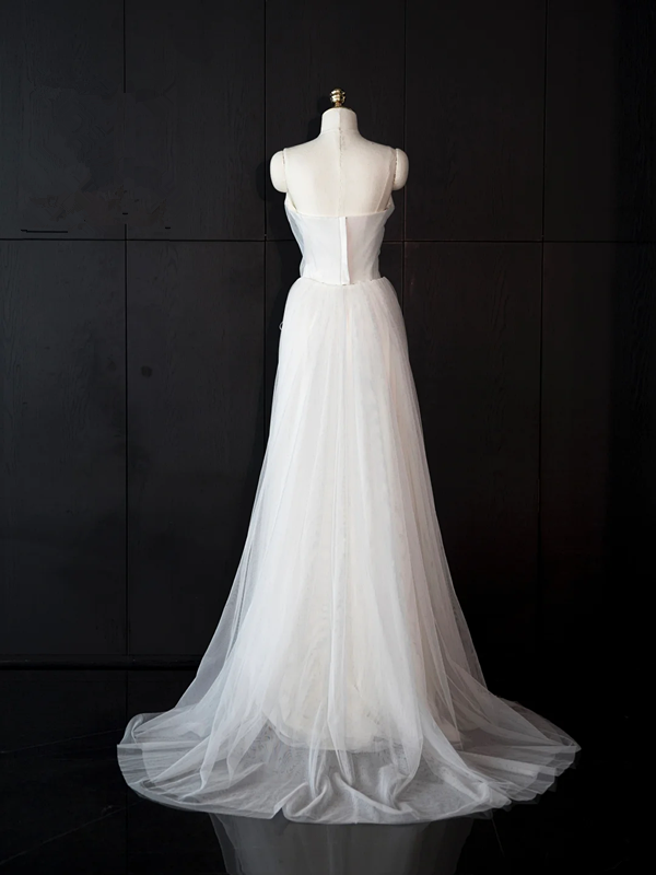 White strapless fitted long ball gown/bridal dress R8966
