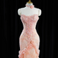 Light pink strapless fitted waist bodycon long ball gown/bridal dress R8936