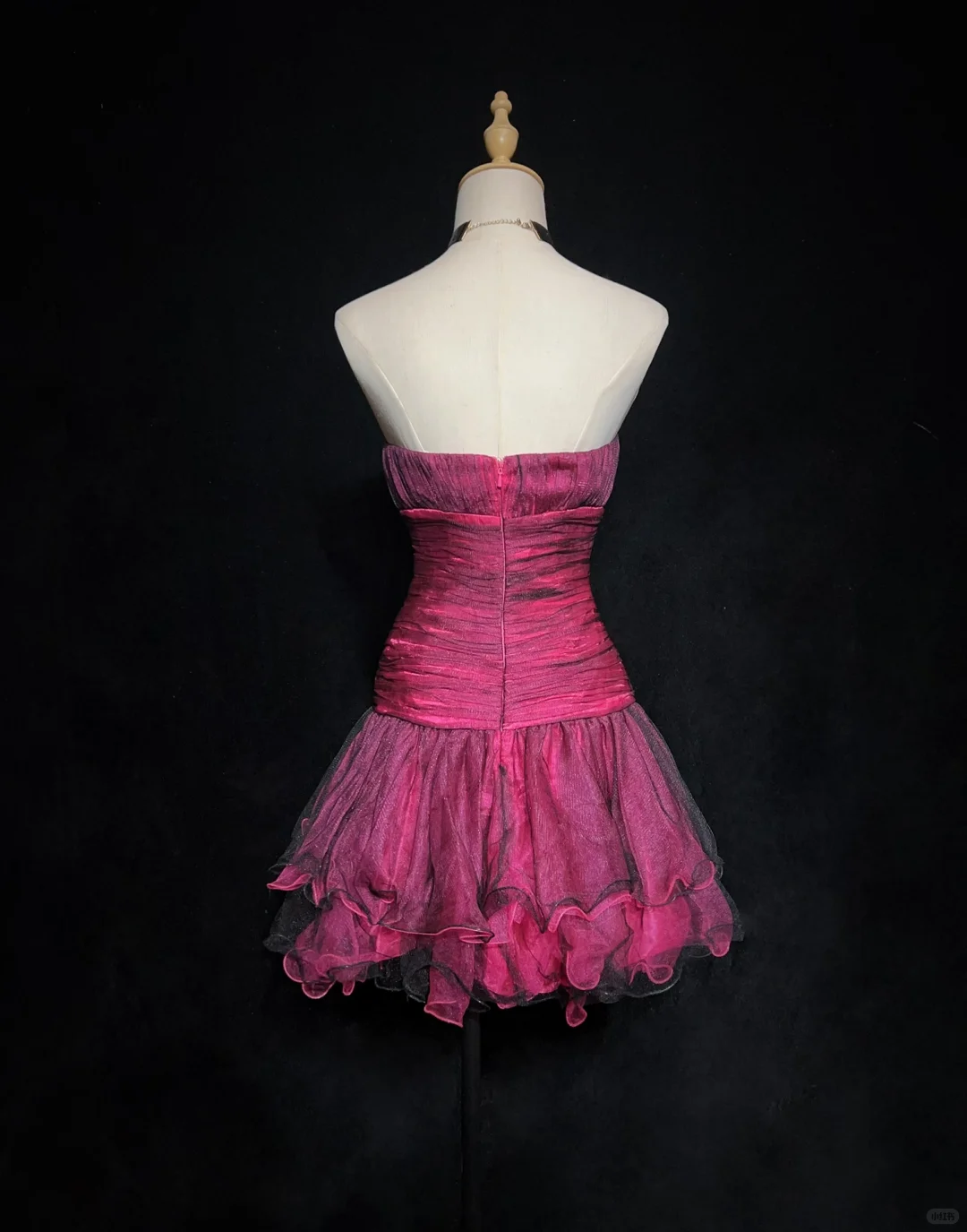 Rose red suspenders waist slim pleated sexy short skirt homecoming dress R4978