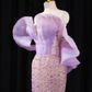 Light purple strapless fitted long ball gown, bridal dress R8906