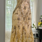 Light yellow halter-neck fitted slim-fitting irregular hem sexy ball gown R7664