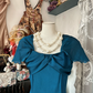 Dark blue square-neck, fitted A-line long dress, ball gown R6310