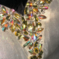 Champagne-colored halter-neck rhinestone-embellished fitted long ball gown R6868