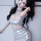 Silver Spaghetti Strap Bodycon Sexy Two-Piece Prom Dress R7109
