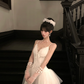 White halter sweetheart neckline waist slim fit tutu skirt homecoming dress R5059