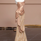 Rose gold strapless, fitted, bodycon, sexy long ball gown/bridal dress R8328