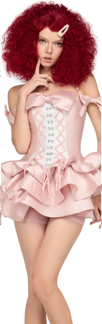 Pink halter neck slim waist sexy cake skirt homecoming dress R4408