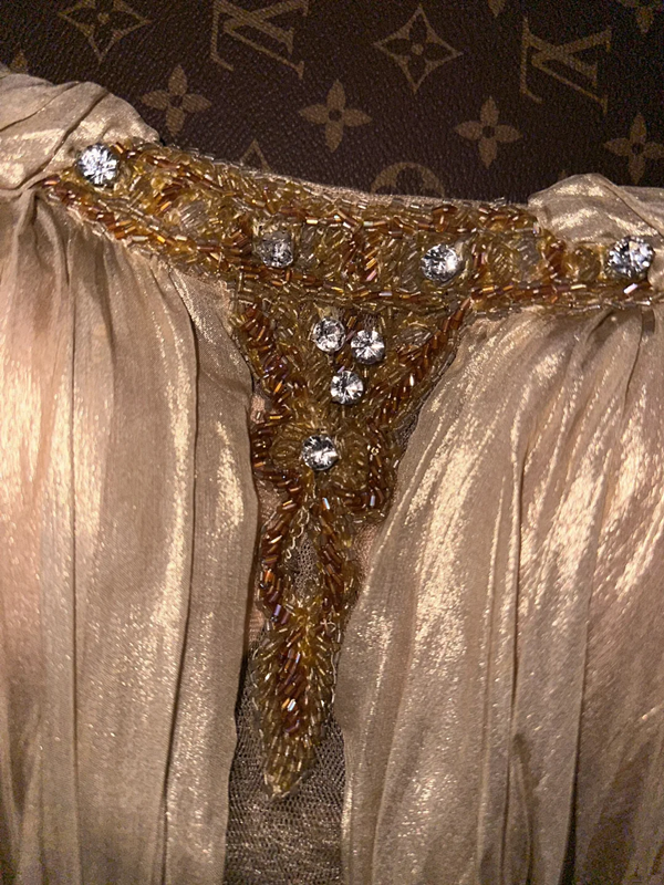 Champagne-colored halter-neck, sexy, high-waisted, elegant long ball gown R6949