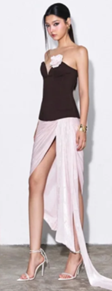 Brown tube top with slim waist and irregular hem short skirt for homecoming dress R4530