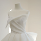 White strapless, fitted waist, full skirt, long ball gown, bridal dress R8475
