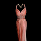 Orange halter-neck fitted backless sexy long ball gown R6670