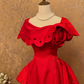 Red Vintage Waist-Cinched Floor-Length Ball Gown, Bridal Gown R7355