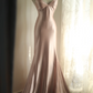 Light pink halter-neck, fitted waist, sexy long satin ball gown R6789