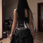Black strapless fitted waist slim-fitting long ball gown with tulip skirt, elegant ball gown R8073