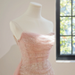 Light pink strapless fitted long ball gown, bridal dress R8445