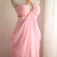 Pink halter neck high waist design long ball gown R6829