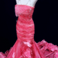 Pink strapless fitted mermaid skirt long ball gown R8693
