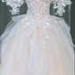 Apricot flower one-shoulder slim waist A-line wedding dress R5833