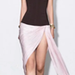 Brown tube top with slim waist and irregular hem short skirt for homecoming dress R4530