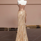 Rose gold strapless, fitted, bodycon, sexy long ball gown/bridal dress R8328