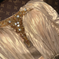 Champagne-colored halter-neck, sexy, high-waisted, elegant long ball gown R6949