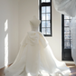 White strapless, fitted waist, full skirt, long ball gown, bridal dress R8475