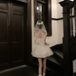 White halter sweetheart neckline waist slim fit tutu skirt homecoming dress R5059