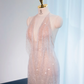 Light pink halter neck fitted waist long ball gown, bridal gown R8996