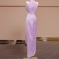 Light purple Chinese cheongsam, fitted waist, elegant ball gown/bridal dress R8300