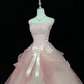 Light pink strapless, fitted waist, full skirt, long ball gown, bridal dress R9056