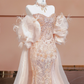 Light pink strapless fitted sequined long ball gown, bridal dress R8357