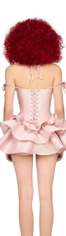 Pink halter neck slim waist sexy cake skirt homecoming dress R4408