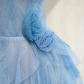 Blue one-shoulder slim waist cake skirt long dress, prom dress R5675