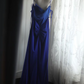 Blue halter-neck backless sexy fitted long ball gown R6710