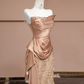 Rose gold strapless, fitted, bodycon, sexy long ball gown/bridal dress R8328