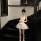 White halter sweetheart neckline waist slim fit tutu skirt homecoming dress R5059