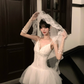 White halter sweetheart neckline waist slim fit tutu skirt homecoming dress R5059
