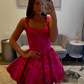 Pink suspender waist slim fit tutu skirt homecoming dress R5556