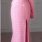 Pink Spaghetti-Strap Fitted-Waist Slim-Fit Bodycon Sexy Long Prom Dress / Bridal Gown R5909