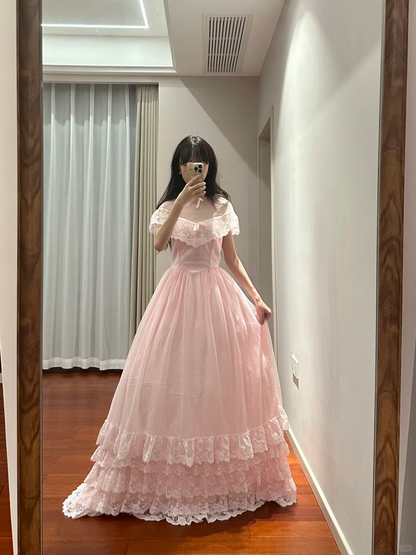 Light pink fitted waist, long ball gown/bridal dress R8846
