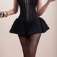 Black suspender design slim waist A-line short skirt homecoming dress R4610