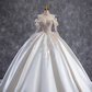 White halterneck sequined waist slim fit puffy skirt long bridal dress R5793