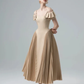 Brown strap one-shoulder waist slim fit A-line temperament generous long skirt homecoming dress R4773
