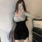 Pure desire sexy hot girl long-sleeved T-shirt 2025 large size sweet and spicy hip skirt suit R1196