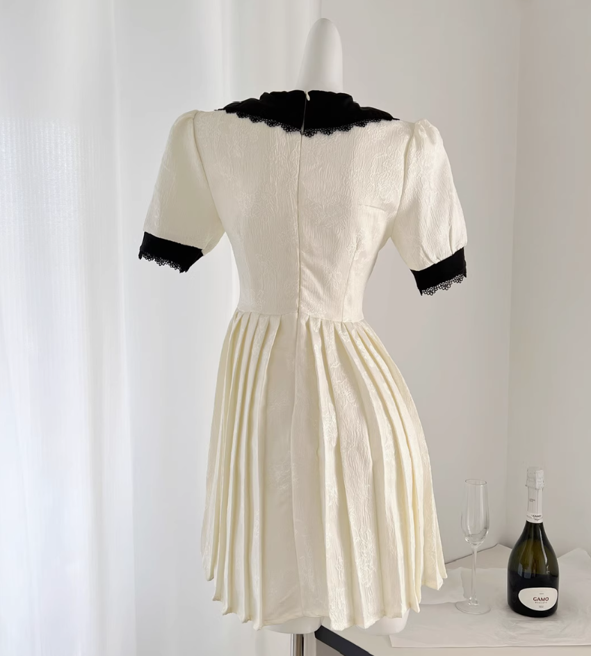 College style jacquard texture doll collar first love feeling girl fluffy dress R2102