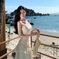 Fairy high-class temperament mermaid Ji streamer suspender skirt dress dress one shoulder dress R1715