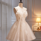 Dreamy Ivory Homecoming Dress , Sequins 3D Floral Corset Mini Evening Dress RS1453