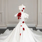 White tube top 3D flower waist slim fit hip long skirt, prom dress R5313