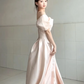 Cute Pink A-Line Portrait Embroidery Maxi Evening Dress Birthday Dress RS351