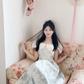 Fresh Ivory A-Line Square Applique Corset Maxi Evening Dress Birthday Dress RS354